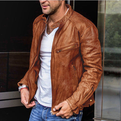 Echtleder Bikerjacke Herren Lederjacke Schwarz