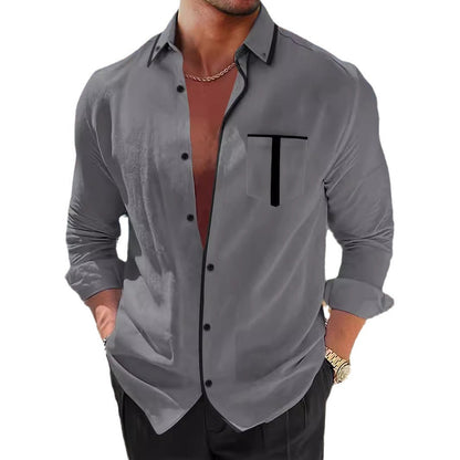 Herren Langarmhemd Modern Kontrast Details Slim Fit