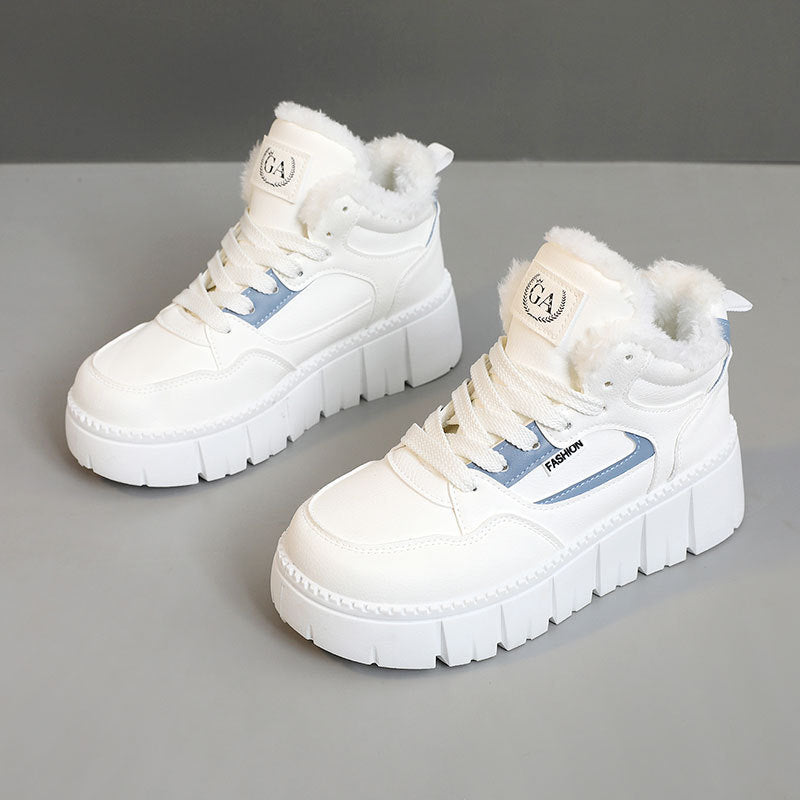 Damen Sneaker High-Top Plateau Schuhe Warm Fleece Innenfutter
