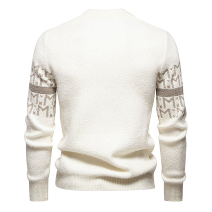Herren Pullover Strick Zopfmuster Stehkragen Modern