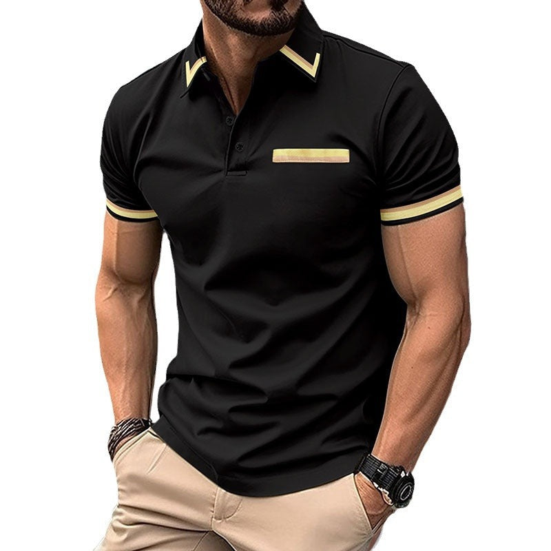 Herren Polohemd Modern mit Kontrast und Stickerei