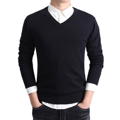 Herren Pullover Weich Baumwolle V-Ausschnitt Modern