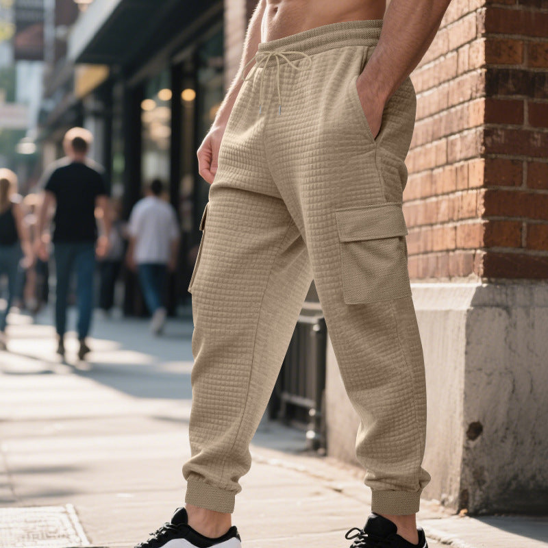 Herren Jogginghose Cargo Bequem Elastisch Grau