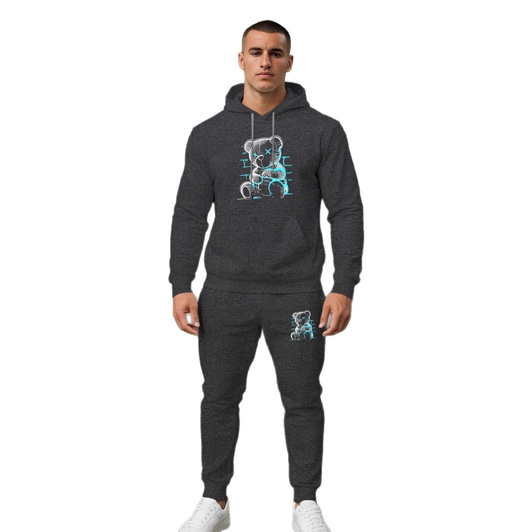 Herren Hoodie Set mit Jogginghose Trendig Grafikdruck Berlin Style