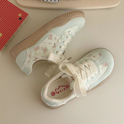 Damen Sneaker Floral Luxus Spitze Fashion Schuhe