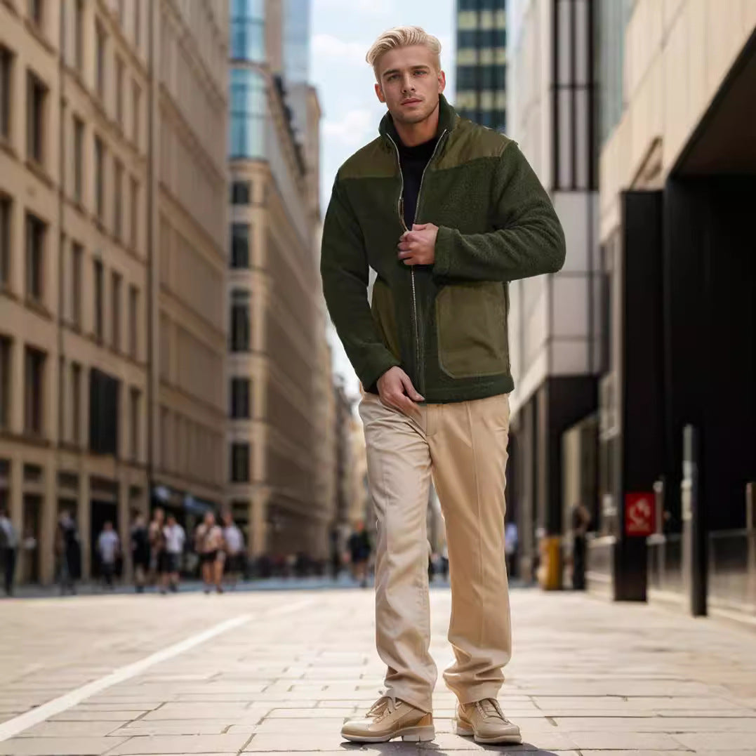 Herren Übergangsjacke Teddyfell-Futter Warme Winterjacke