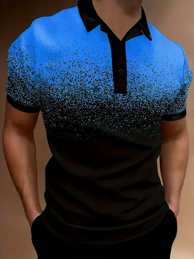 Herren Polohemd Modern Gradient Druck Sportlich