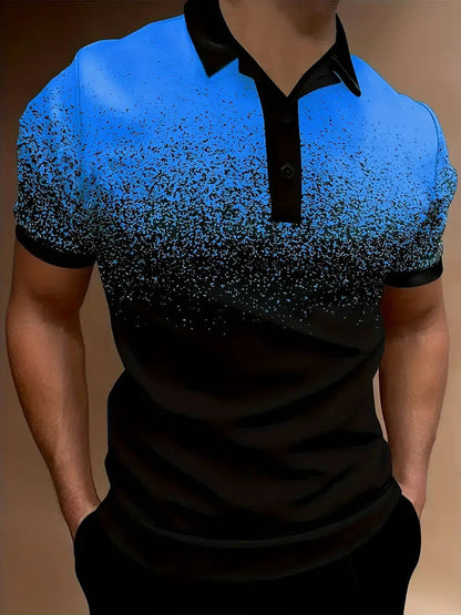 Herren Polohemd Modern Gradient Druck Sportlich