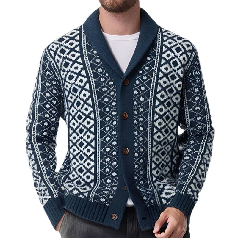 Herren Strickjacke Nordisch Muster Warm Winter