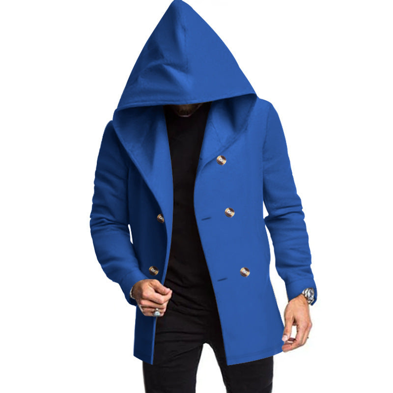 Herren Mantel mit Kapuze Doppelreihig Modern