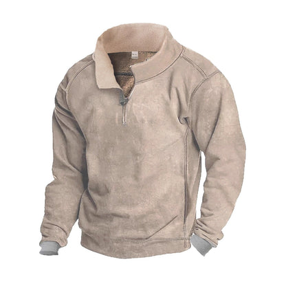 Herren Fleece Sweatshirt Stehkragen Warm Modern