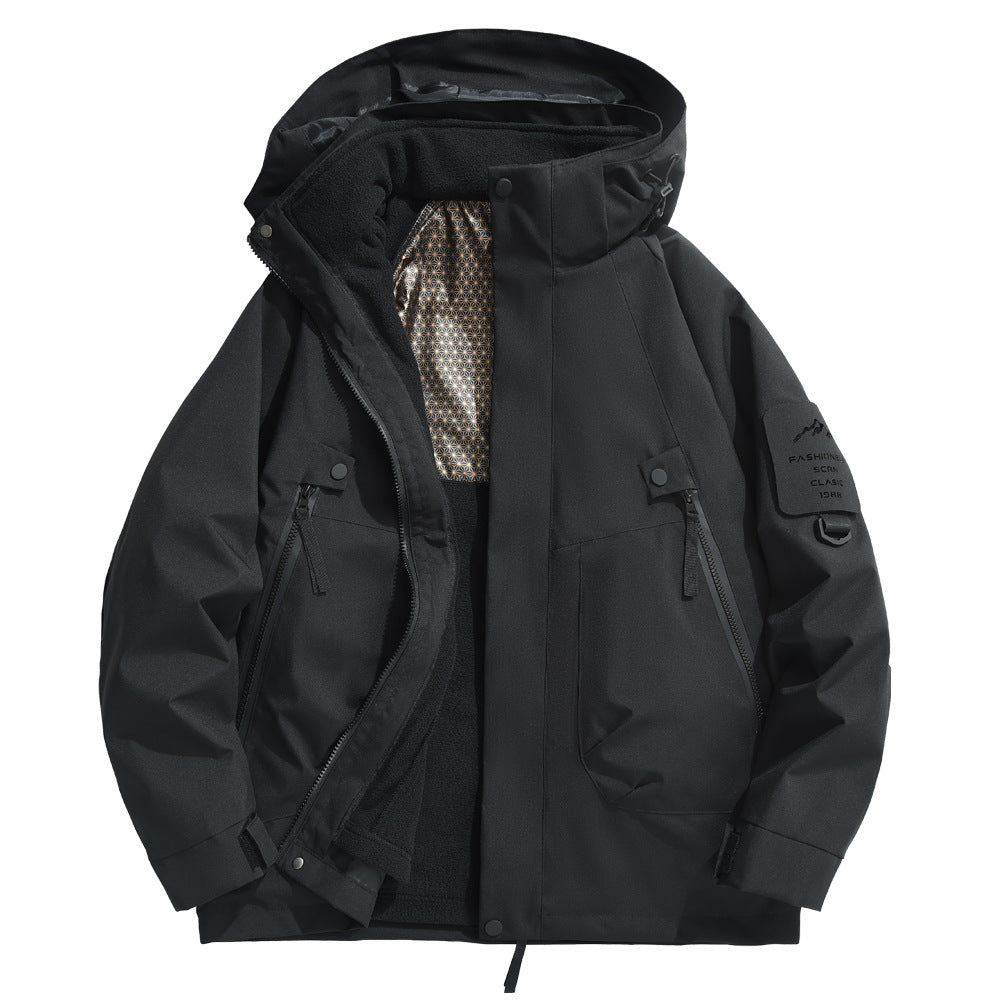 Herren Outdoorjacke Wetterfest Isoliert Kapuze Verstellbar
