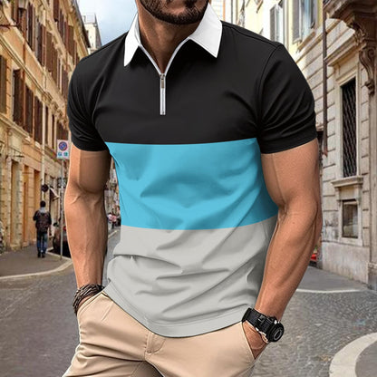 Herren Kurzarmshirt Farbblock Design Modern Berlin