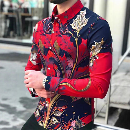 Herren Langarmhemd Barock Muster Elegant Berlin