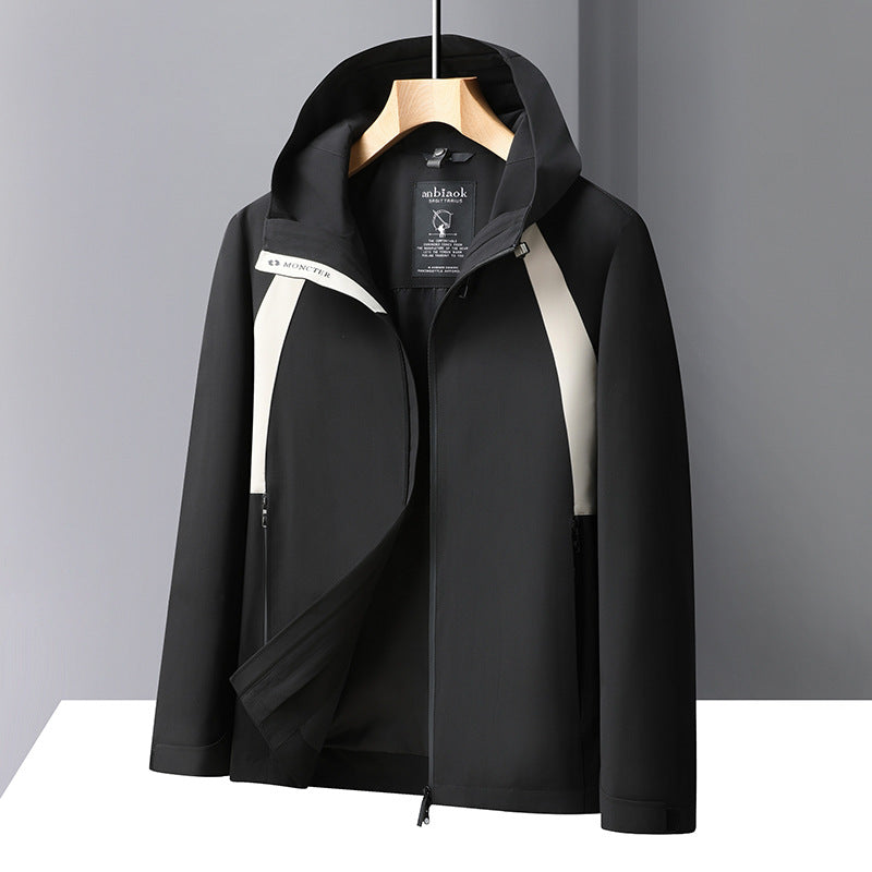 Herren Outdoorjacke Wandern Waterproof mit abnehmbarer Kapuze