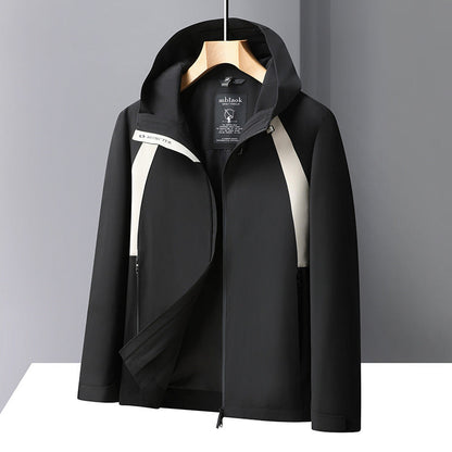 Herren Outdoorjacke Wandern Waterproof mit abnehmbarer Kapuze
