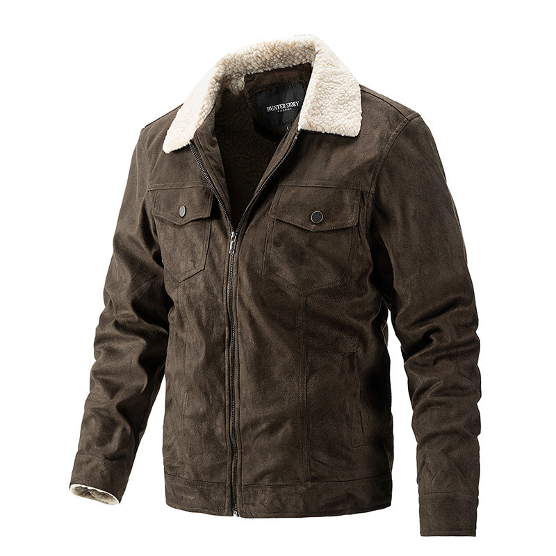 Herren Übergangsjacke Warm Kunstfellkragen Praktisch