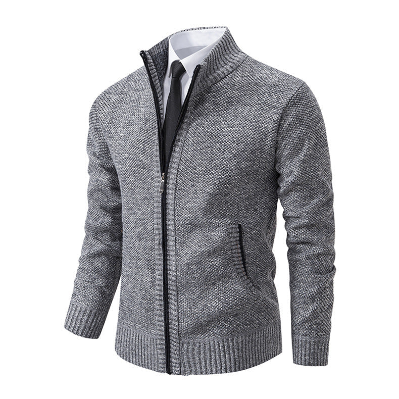 Herren Strickjacke Elegant Reißverschluss Kragen