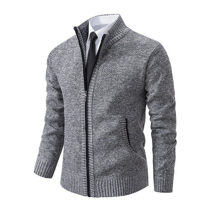 Herren Strickjacke Elegant Reißverschluss Kragen