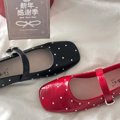 Damen Ballerinas mit Glitzerriemen und modischem Schnalle