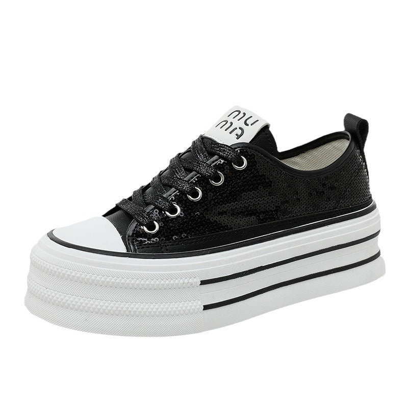 Damen Plateau Sneaker Glitzernd Komfortabel