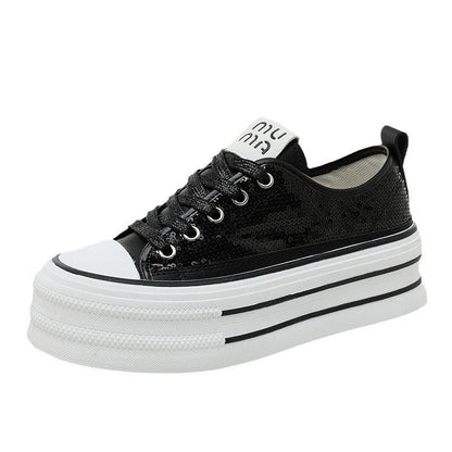 Damen Plateau Sneaker Glitzernd Komfortabel