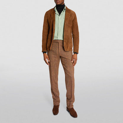 Herren Blazer Wildleder Modern Schmal