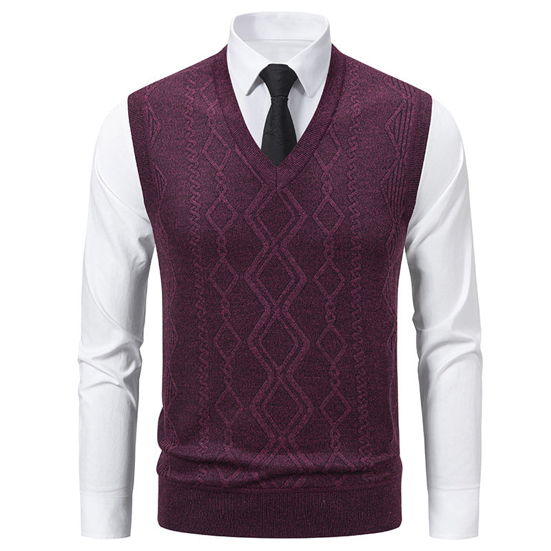 Herren Strickpullover V-Ausschnitt Struktur_optimiert