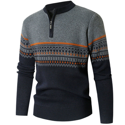 Herren Pullover Modern Geometrisches Muster Reißverschluss