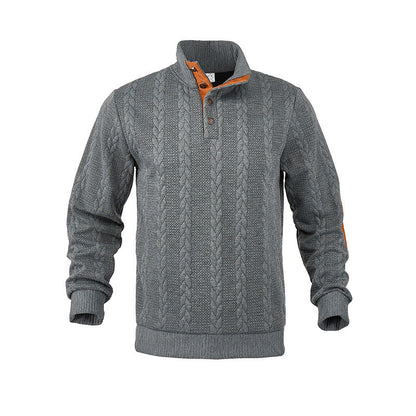 Herren Strickpullover Kabelmuster Kurz Knöpfe Modern