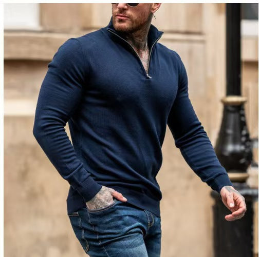 Herren Strickpullover Modern Mit Reißverschluss Hochkragen - BerlinGlamour