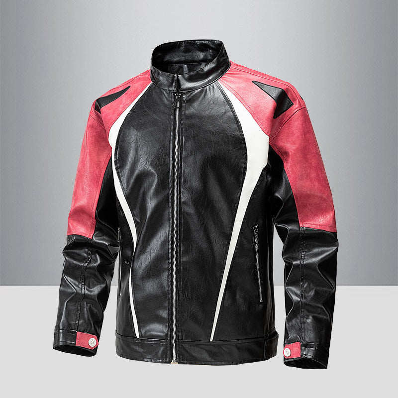 Herren Leder-Motorradjacke Sportlich Ergonomisch Sicherheit