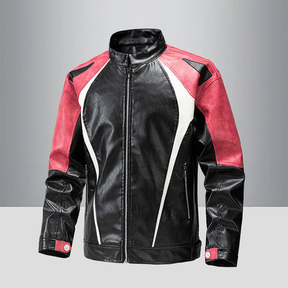 Herren Leder-Motorradjacke Sportlich Ergonomisch Sicherheit