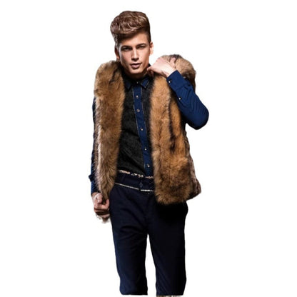Herren Kunstpelz-Weste Elegante Luxus Weste mit Tiefer Kragen
