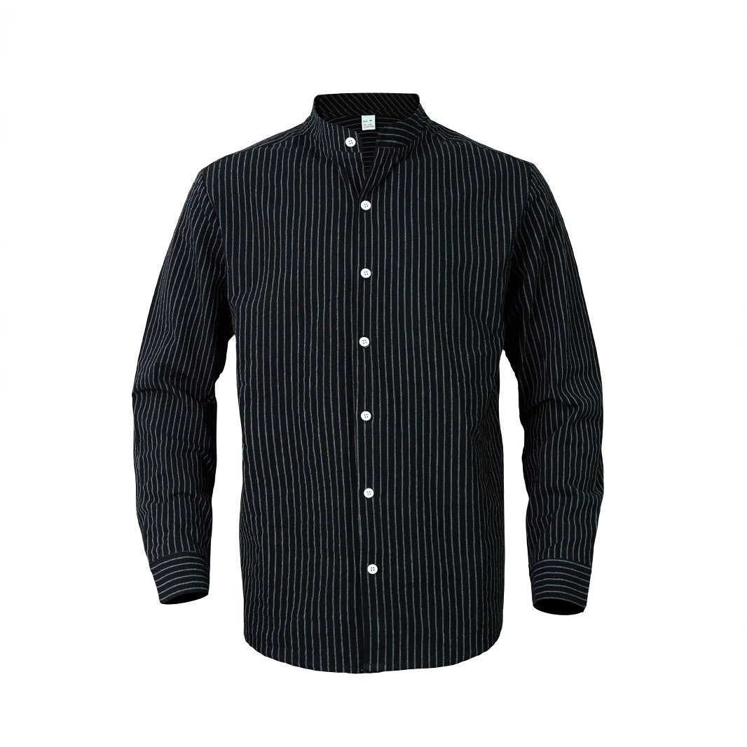Herren Hemd mit Streifen Moderner Stehkragen Slim Fit