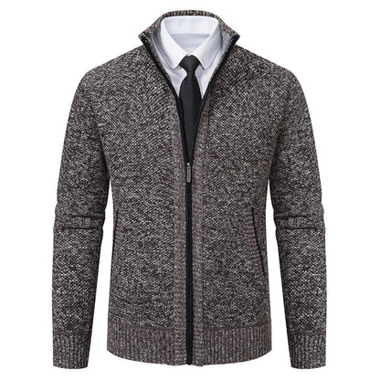 Herren Strickjacke Elegante Hochkragen Reißverschluss
