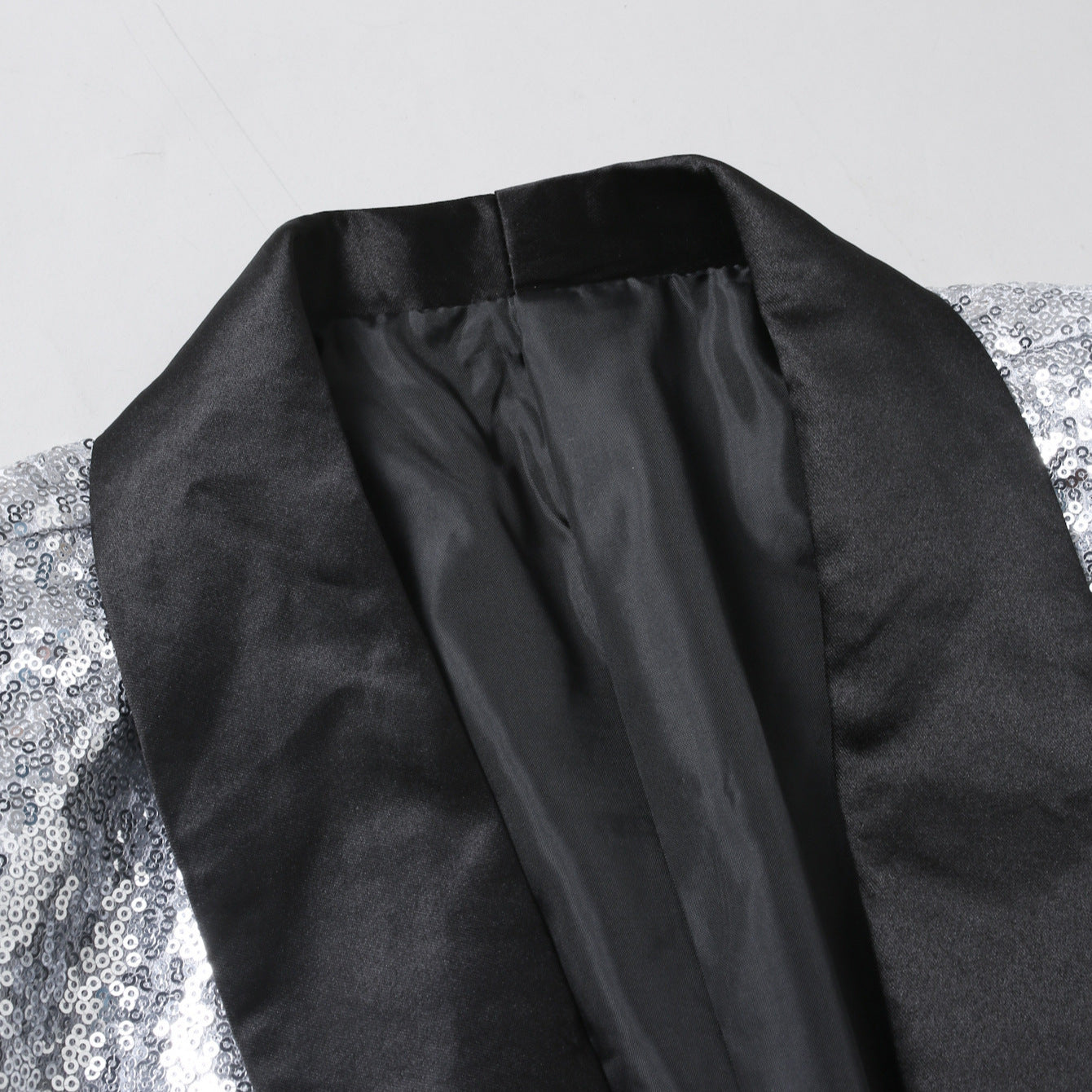Eleganter Herren Blazer Glänzend Pailletten Revers Abendjacke
