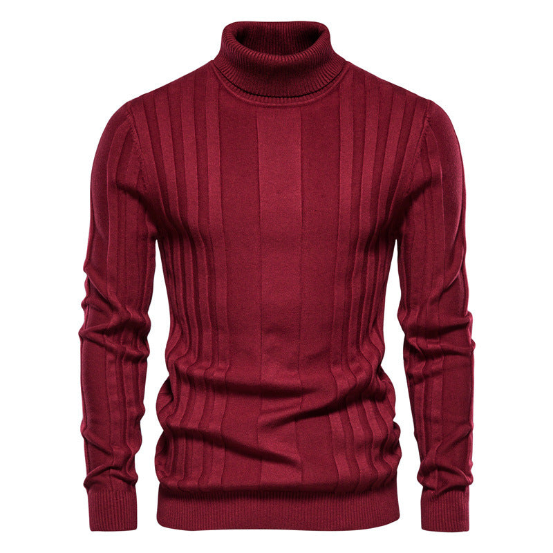 Herren Strickpullover Hochgeschlossen Elegante Rippstruktur