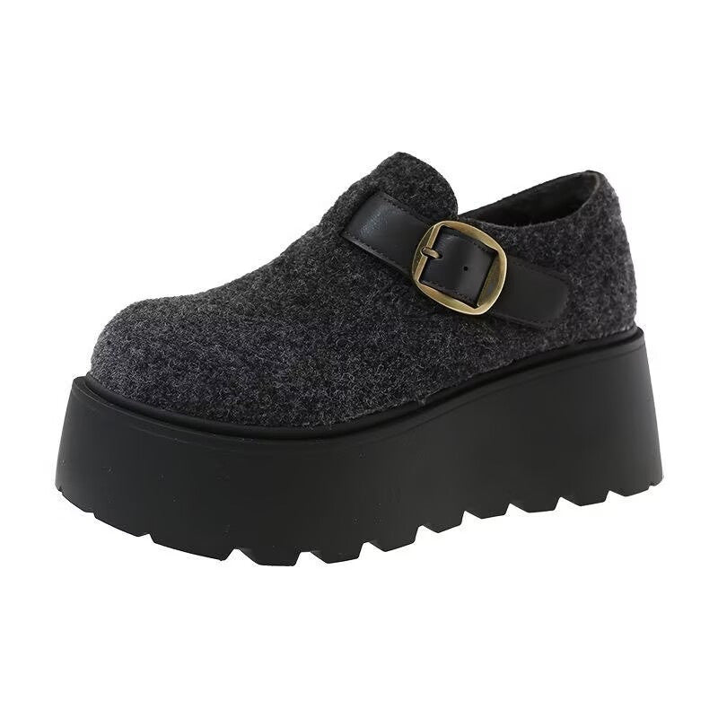 Damen Plattform-Pantoletten Hoch Bequem Schnalle Schuhe