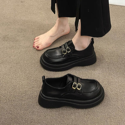 Damen Schnürschuhe Elegante Doppelriemen Schuhe Modern