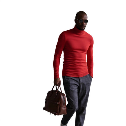 Herren Rollkragenpullover Fein Strukturiert Elegangt