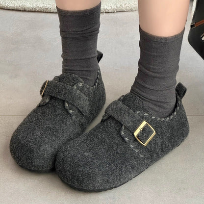 Damen Filzclogs mit Schnallenverschluss Warme Winterclogs
