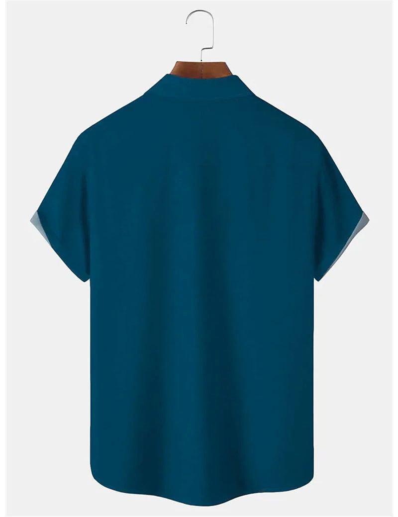 Herren Kurzarmhemd Modern Farbblock Design Slimfit