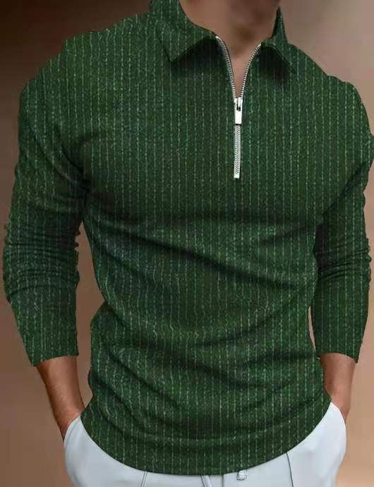 Herren Langarmshirt Sportlich Mit Stehkragen Modern
