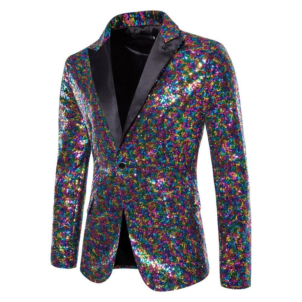 Herren Blazer Glitzer Pailletten Elegant