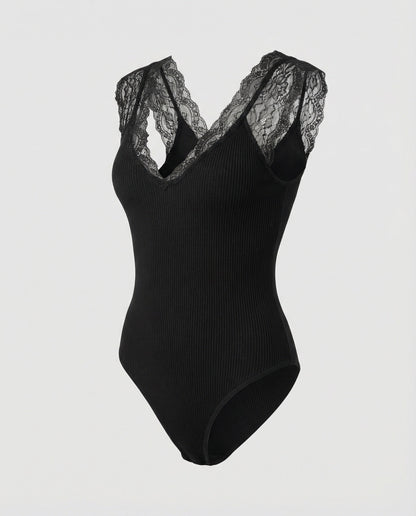 Damen Body mit Spitze und V-Ausschnitt