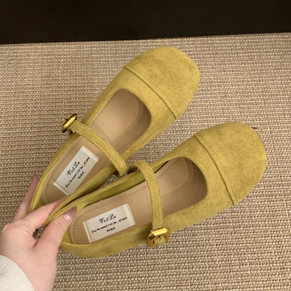 Damen Ballerinas mit verstellbarem Riemen und Wildlederoberteil Elegant