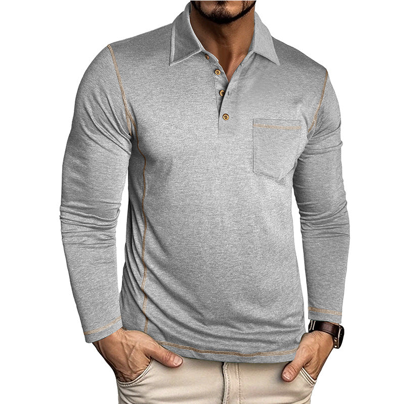 Herren Polohemd Langarm Modern Struktur