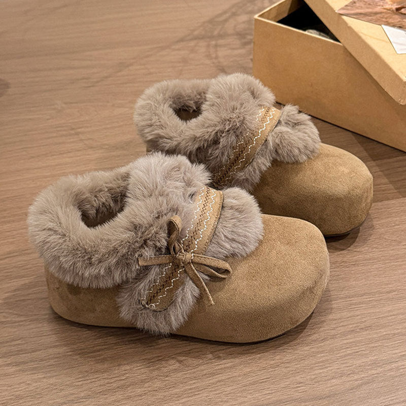 Damen Hausschuhe Warm Fellkragen Schicke Wintermode