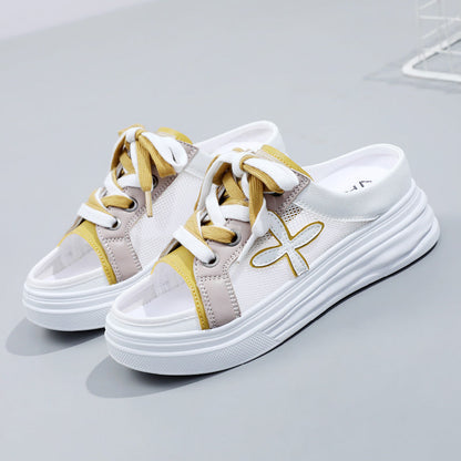 Damen Sneaker Sommer Offene Zehen Bequem Weiße Sneaker